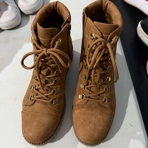 GBG Los Angeles Tan Lace-Up Boots